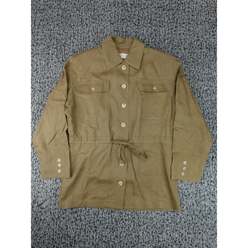 Valerie Stevens Safari Jacket Womens 2P Tan Linen Utility Drawstring Waist